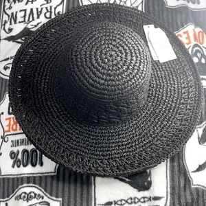 Black Straw Hat NWT